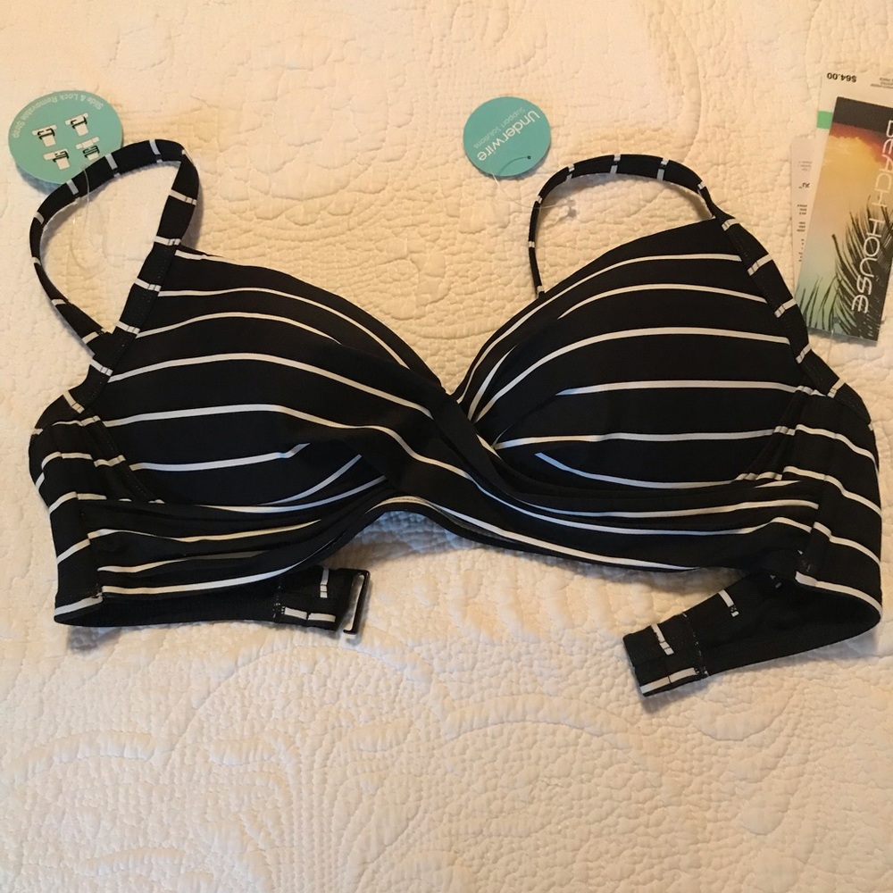 Beach House wrap striped bikini top Size 8  NWT